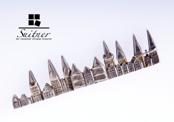 Kleine hochwertige Lübeck-Brosche aus 925er Silber