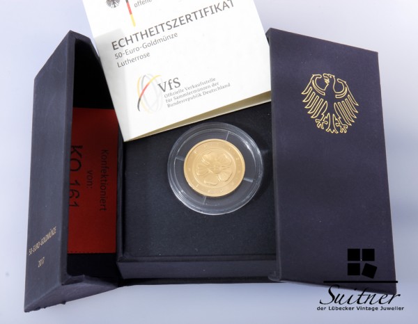 50 Euro Goldmünze Lutherrose 999 Gold 1/4 Unze mit Box und Zertifikat