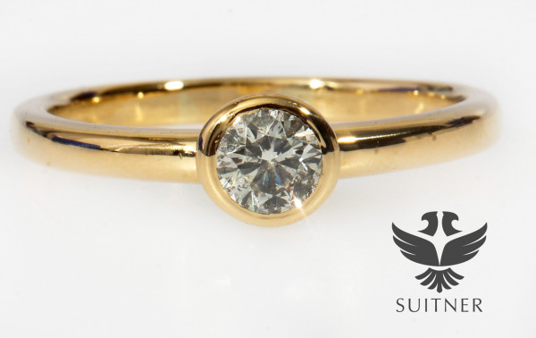 moderner Verlobungsring 0,50ct Solitär Ring Brillant 750 Gold Gr. 60