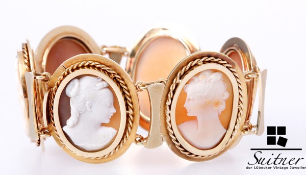 Armband XL Gemmen Kameen 585 Gold Opulent massiv