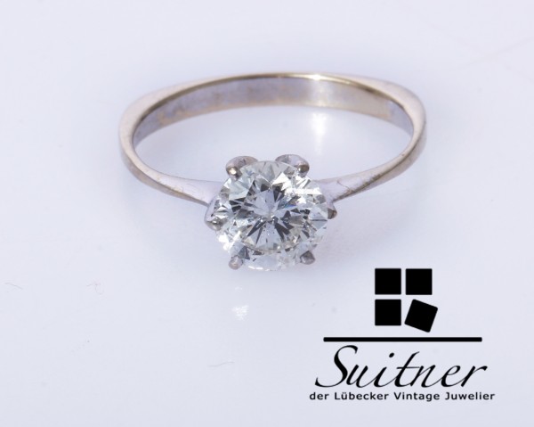 wertvoller 1,15ct Brillant Ring aus 585 Weißgold Gr. 53 Verlobungsring