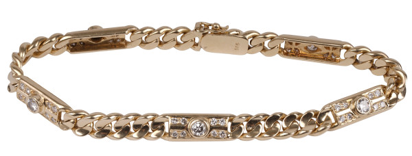 Unikat 1,40ct. Brillant Panzerarmband aus 585 Gold massiv und wertvoll 19cm
