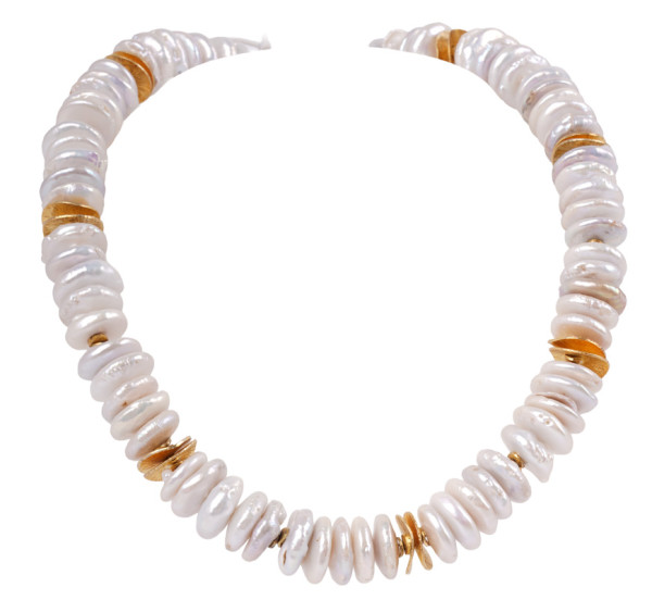 Unikat Design Perlen Collier Kette 925 Silber Gold Lübecker Handarbeit 45cm