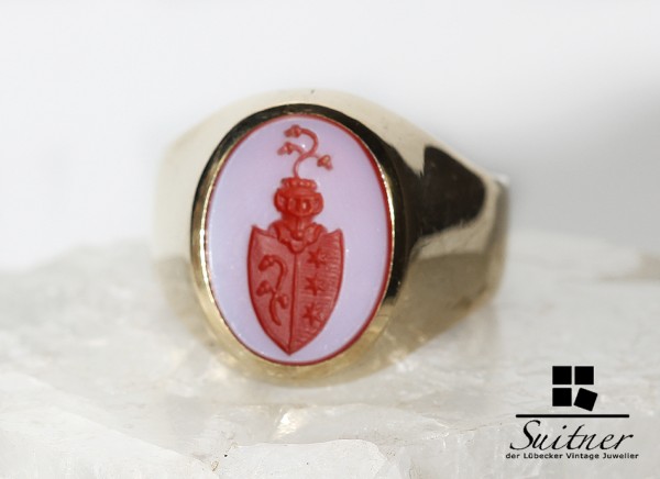 Siegelring mit Ritterwappen in Lagenstein Herrenring 585 Gold