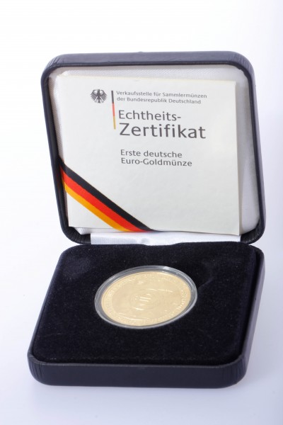 200 Euro Gold J Währungsunion in Etui mit Zertifikat 1 OZ Feingold