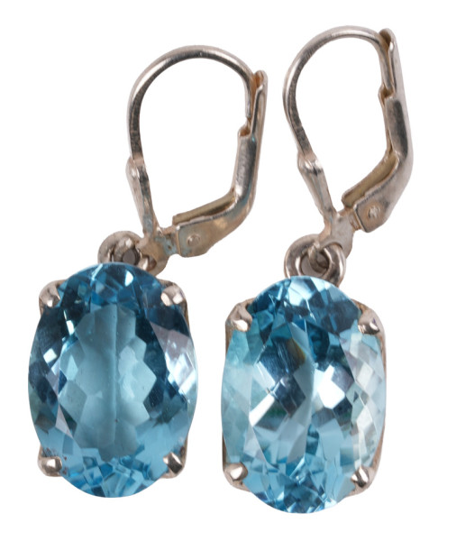Lübeck Unikat 10,66ct Blautopas Ohrhänger 925 Silber Handarbeit