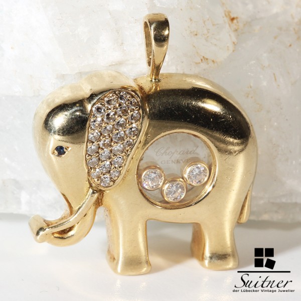 Chopard Anhänger - der große Elefant mit Brillanten - happy Diamonds big Elephant Gold