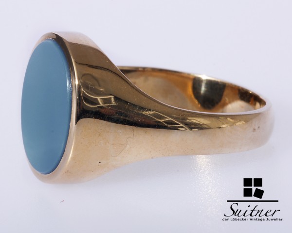 Ring Siegelring Achat Lagenstein 585 Gold Gr. 66