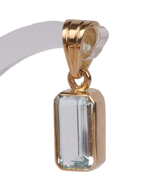 moderner 2,00ct. Baguette Aquamarin Anhänger 585 Gold feines Blau