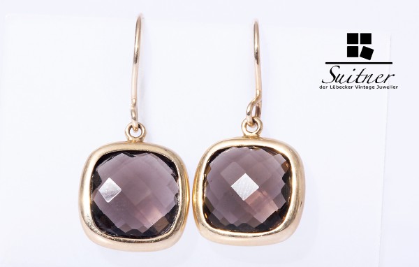 moderne Rauchquarz Ohrringe 585 Gold
