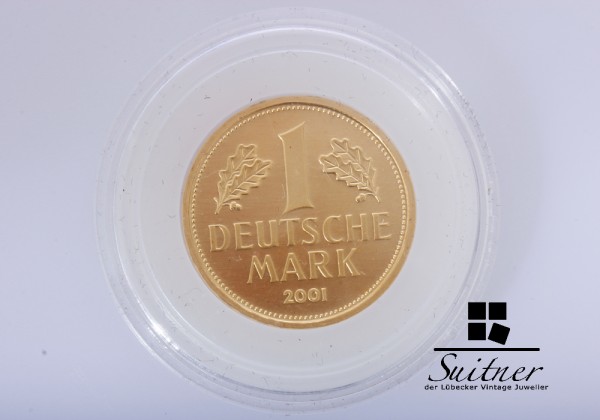 G - Feingold - 1 Deutsche Mark 2001 - Deutsche Bundesbank - 12 Gramm Gold OVP