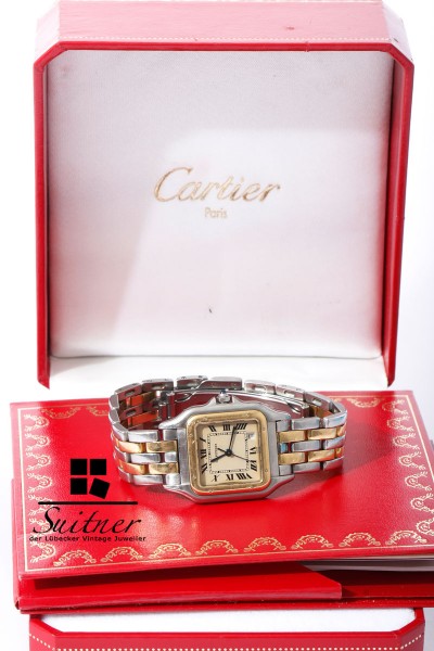 Cartier Panthere Uhr Stahl/Gold Medium Ref. 110000 mit Box Papieren 2 Reihen