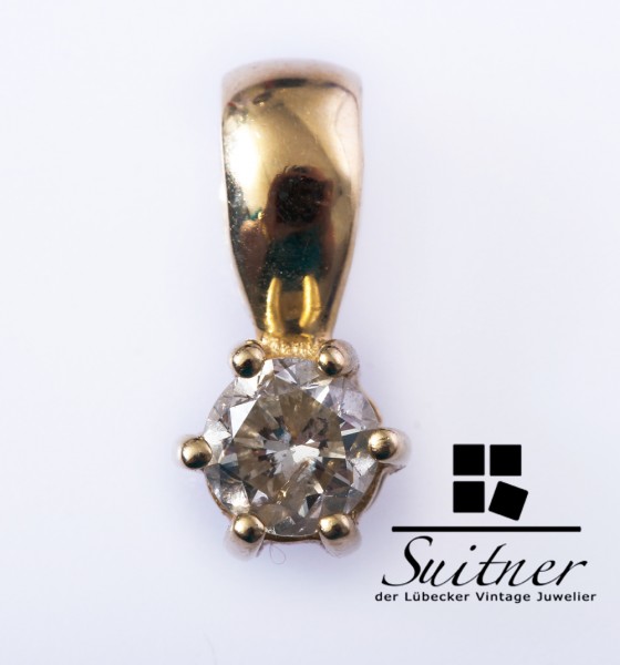 feiner Solitär Anhänger 0,50ct Brillant 585 Gold - Halbkaräter Gleiter
