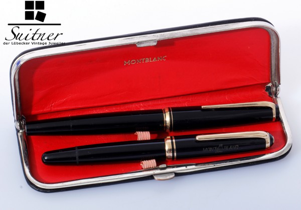 2 Montblanc Kolbenfüller mit Lederetui
