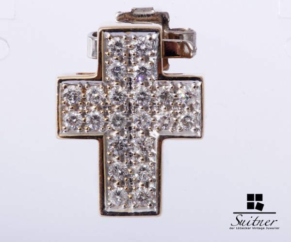 Kreuz Anhänger mit Brillanten zus. ca. 0,44ct aus Gold Cross Pendant