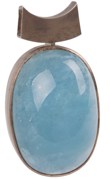 umwerfender 350ct Aquamarin Cabochon Anhänger 925 Silber Unikat
