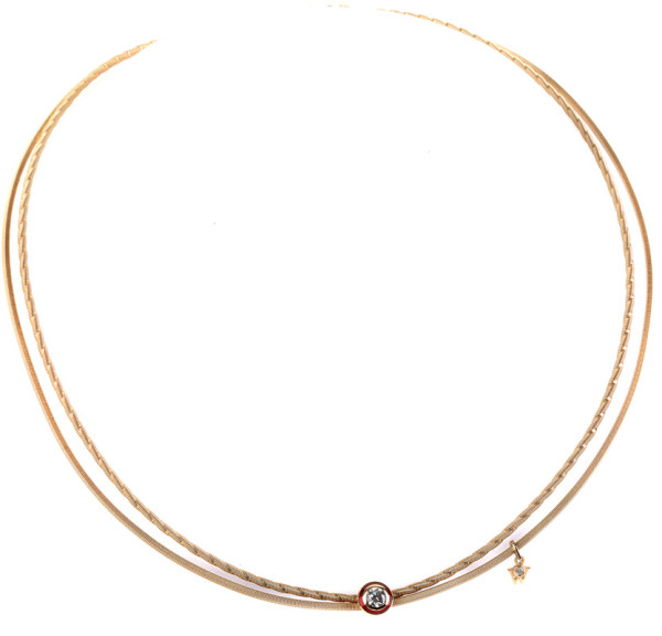 Wellendorff Collier Danke für aus 750 Gold 0,267ct. Brillant und roter Emaille - selten
