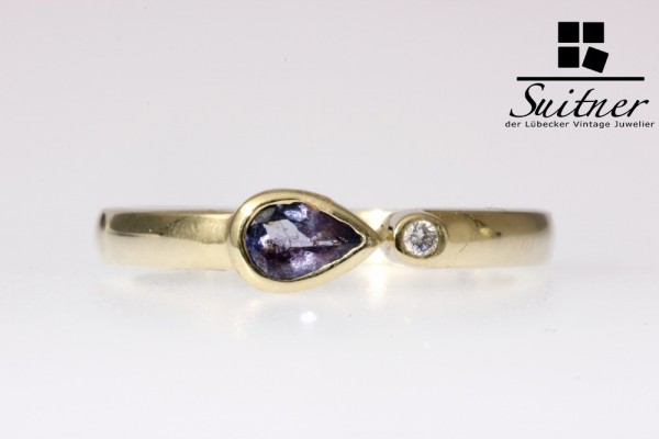 Tansanit Brillant Ring 585 Gold Gr.60