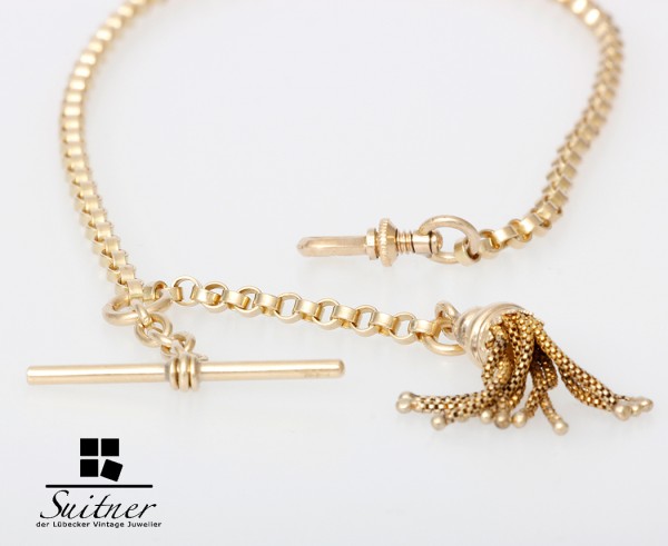 Uhrenkette Chatelaine antik Gold 585 mit Pendant