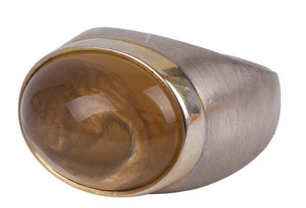 Unikat Ring 925 Silber und Gold mit 16,60ct Citrin Handarbeit Gr. 57,5 Lübeck