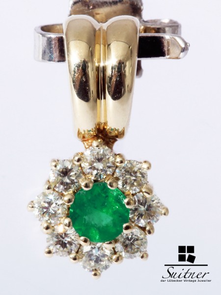 Smaragd Brillant zus. über 0,30 ct. Anhänger 585 Gold Pendant Emerald
