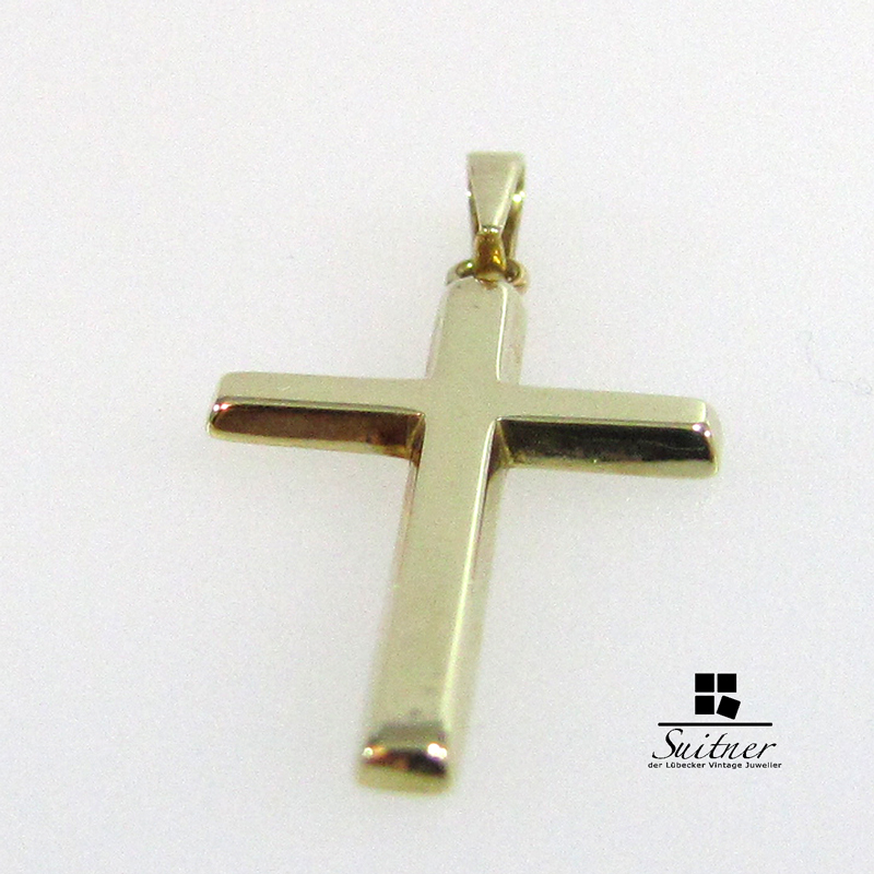 14K Gelbgold Kruzifix Anhänger, Religiöser Schmuck