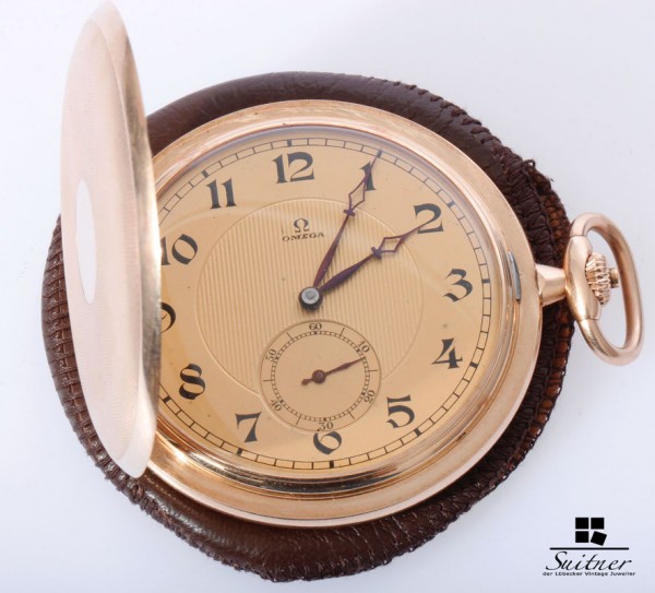 Omega Taschenuhr von 1923 aus 585 Gold Handaufzug Art Deco 3 Deckel