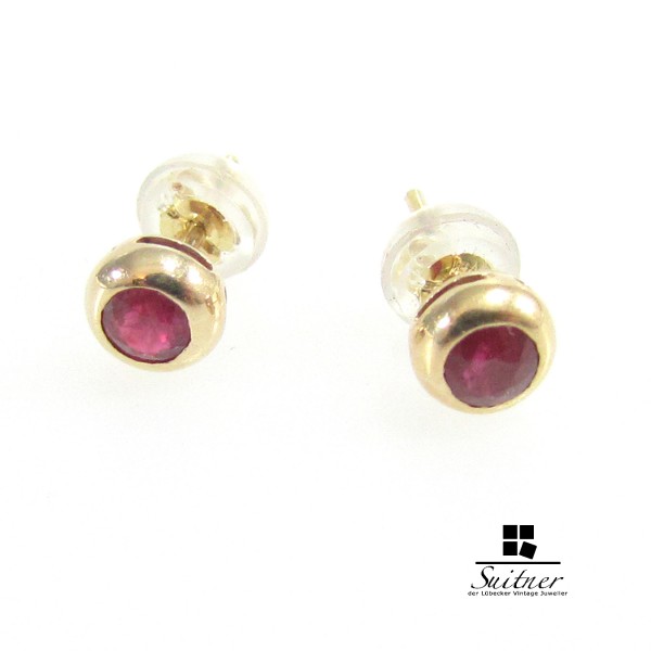 Ohrstecker mit synth. Rubin aus 585 Gold