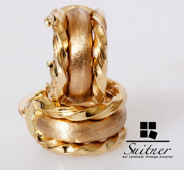 extravagante 750 Gold Design Creolen gedreht mattiert Design pur