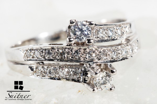 Weißgoldring Art Deco mit Brillanten