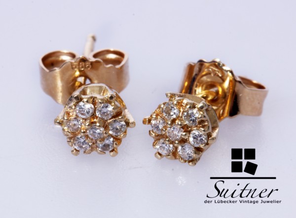 Klassische Brillant Ohrstecker aus 585 Gold mit 14 Brillanten Ohrschmuck