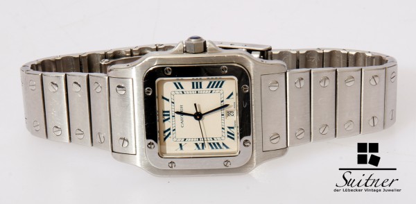 große Cartier Santos Galbee Box Papiere Herrenuhr Datum 987901 Full Set Revision