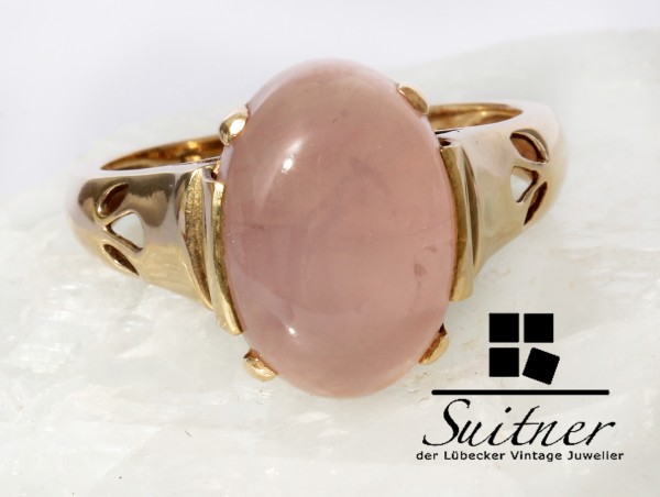 toller Rosenquarz Ring 585 Gold Gr. 56 Rosa Pink XL Stein