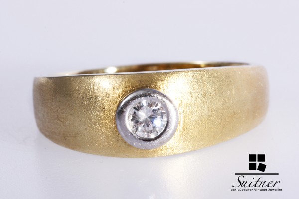 großer Herrenring Brillant Ring ca. 0,28 ct 585 Gold Gr. 64 massiv