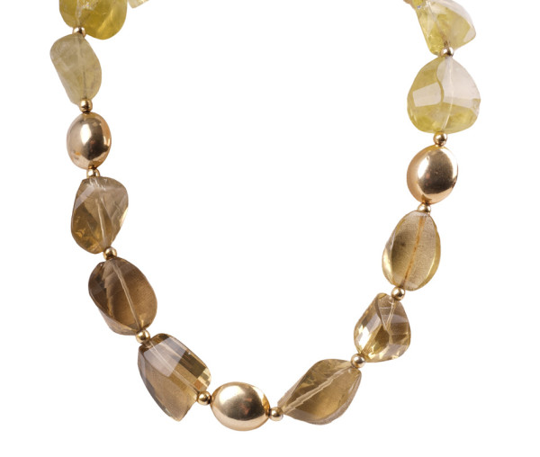 Unikat massives Lemon Quarz Collier mit 925 Silber Gold vergoldet 51cm Lübeck