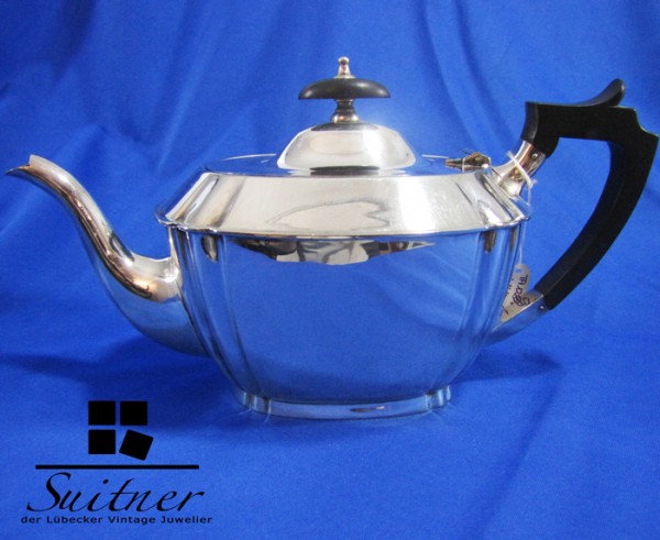 Art Deko Teekanne versilbert CW Fletcher Sheffield England EPNS ca. 1930 plated Top Zustand