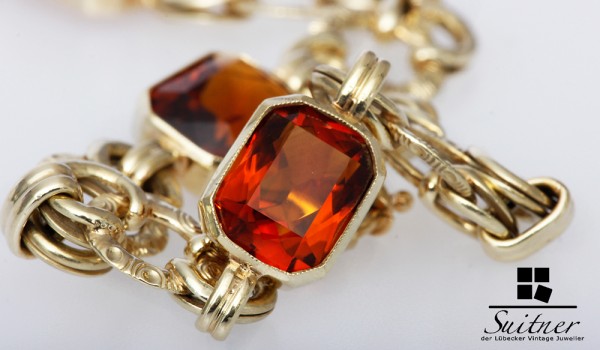 Armband mit Madeira Citrinen Juwelen 585 Gold Rot Orange TOP