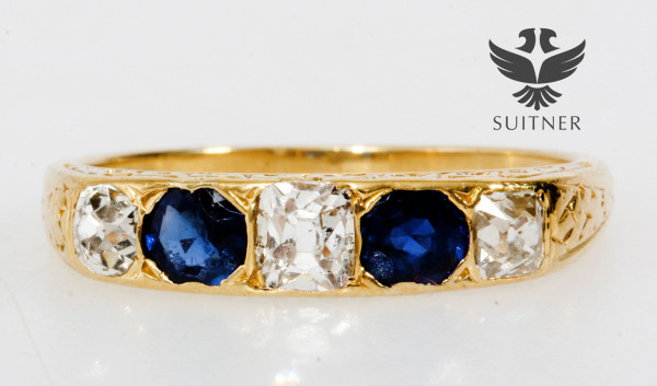 Antiker 1,05ct. Saphir Diamant Ring 750 Gold Jugendstil Burma
