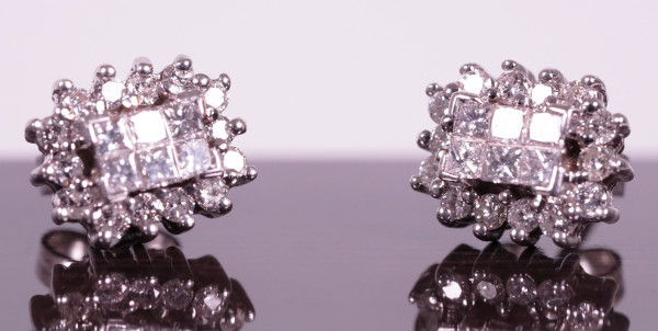 wertvolle 1,24ct Diamant Cluster Ohrringe in 750 Weißgold Unikate