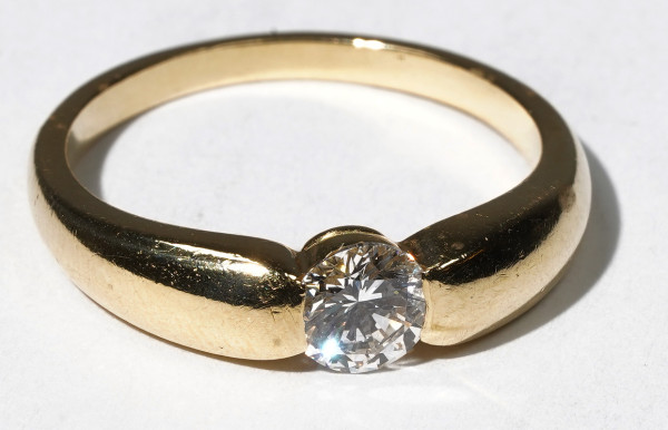 wertvoller 0,52ct Solitär Brillant Ring aus 750 Gold Gr. 54 Spannring