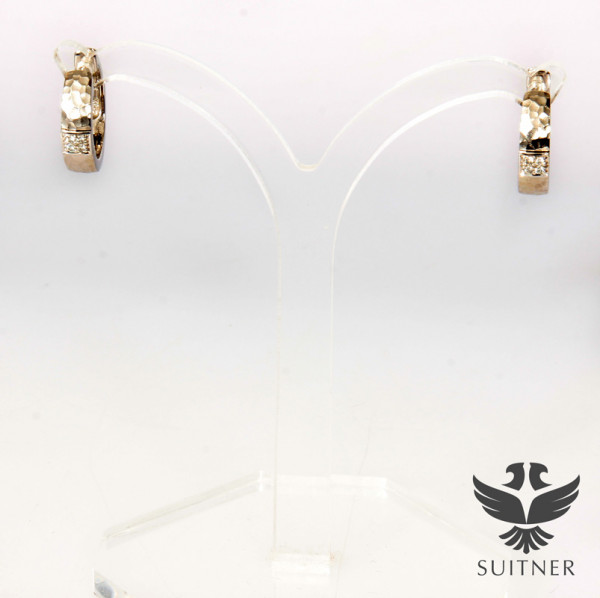 Klappcreolen 585er Weißgold 0,04ct Brillantpavé