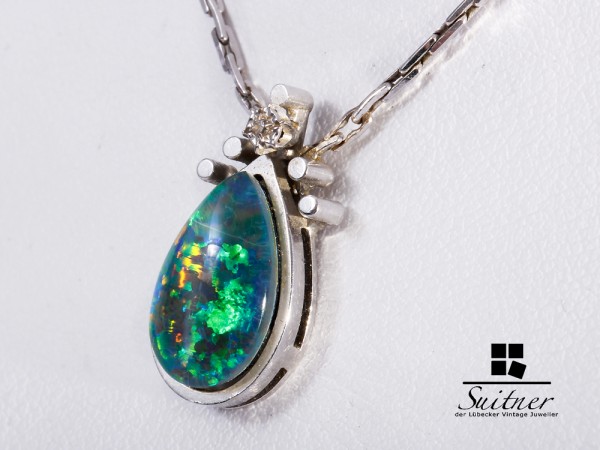 Collier Weißgold 585 Opal Diamant