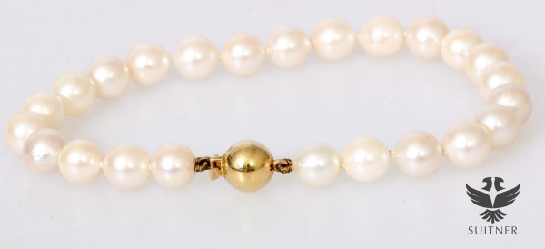 zeitlos schönes Perlenarmband mit 585 Gold Verschluss - Armband