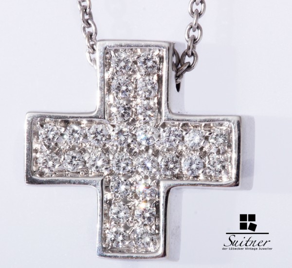 WEMPE Collier if Brillanten Kreuz Kette Weißgold limitiert 750 Gold