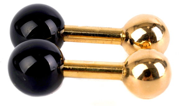 zeitlose Tiffany & CO Manschettenknöpfe Onyx und 750 Gold Kugeldesign