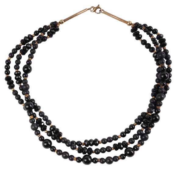 Unikat Onyx Collier Kette 925 Silber Gold Handarbeit mattiert 50cm Lübeck