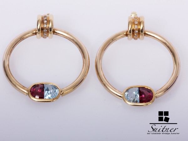 Ohrringe Blautopas Amethyst Brillant 585 Gelbgold