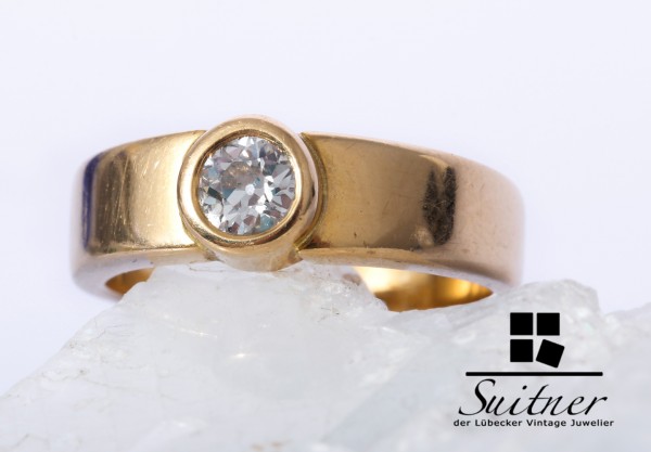 wertvoller massiver 0,45ct Diamant Ring 750 Gold Gr. 54 Unikat Brillant