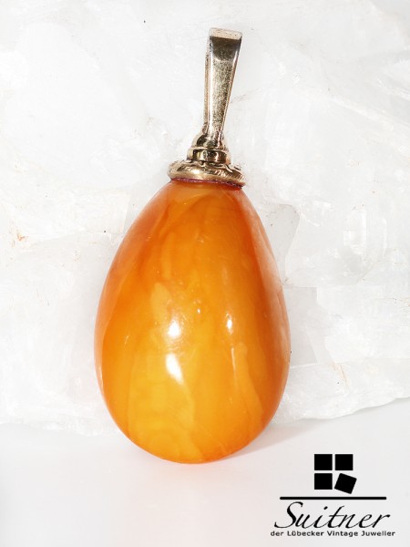 großer Butterscotch Anhänger real Amber Art Deco Tropfen