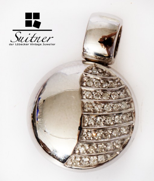 toller moderner Diamant Anhänger 0,175 ct 585 Weißgold runde Form Design
